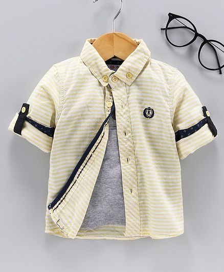 Kookie Kids Full Sleeves Striped Shirt - Light Yellow