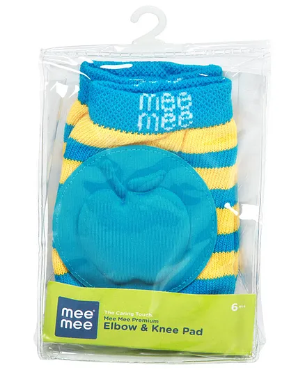 Mee Mee Premium Stripe Elbow & Knee Pads - Blue Light Yellow