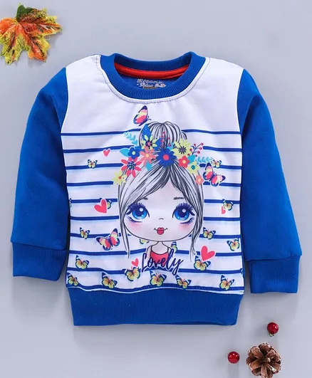 Eteenz Full Sleeves Sweatshirt Lovely Print - Blue