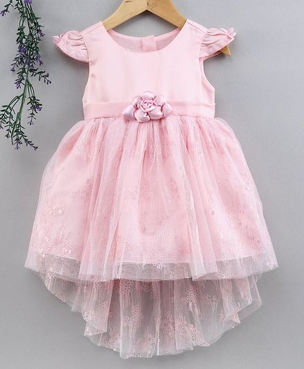 Kookie Kids Short Sleeves High Low Party Frock - Pink