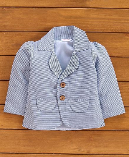 Rassha Full Sleeves Striped Blazer - Light Grey