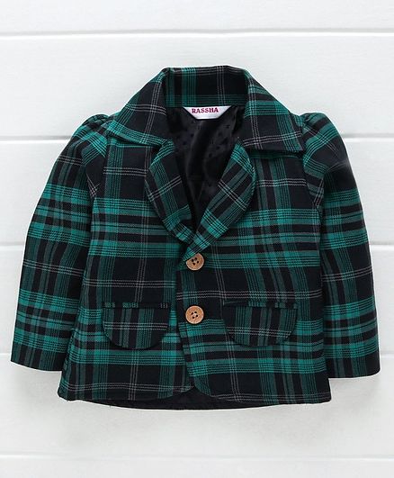 Rassha Checkered Full Sleeves Blazer - Green