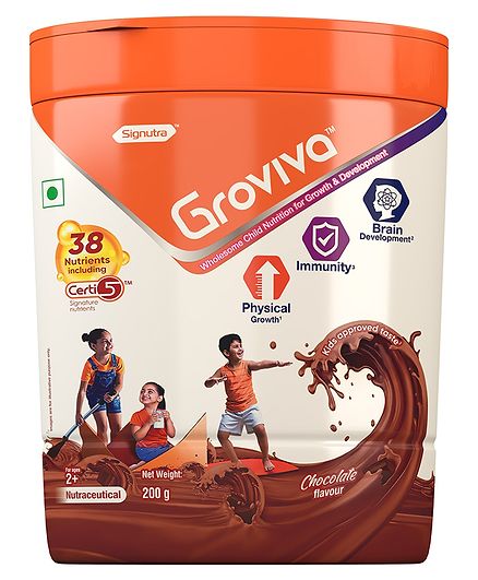 Groviva Child Nutrition Chocolate Flavour Supplement Jar - 200 gm