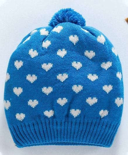 Model Cap With Pom Pom Detail - Blue