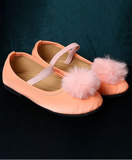 Passion Petals Pom Pom Decorated Ballerinas - Peach