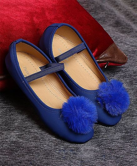 Passion Petals Pom Pom Decorated Ballerinas - Blue