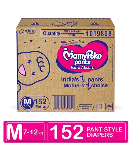MamyPoko Extra Absorb Pant Style Diapers Medium - 152 Pieces