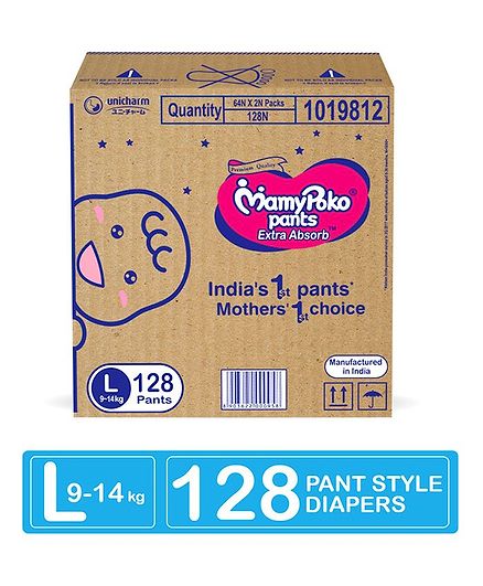 MamyPoko Extra Absorb Pant Style Diapers Large - 128 Pieces