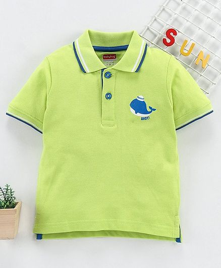 Babyhug Half Sleeves Tee Whale Print - Green