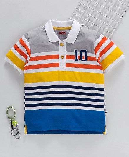 Babyhug Half Sleeves Striped Tee - Multicolor
