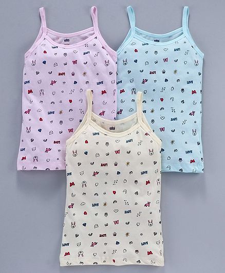 Simply Printed Singlet Slips Pack Of 3 - Blue Pink Yellow