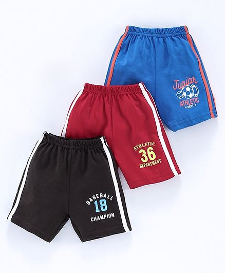 Zero Shorts Multi Print Pack of 3 - Red Blue Black