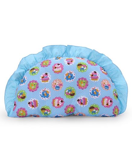 Semi Circular Baby Pillow Animal Print - Blue