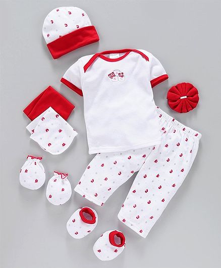 Montaly Infant Clothing Gift Set Pack of 8 - Red White
