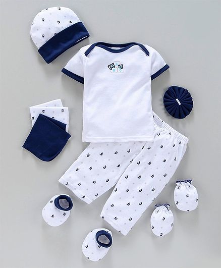 Montaly Infant Clothing Gift Set Pack of 8 - Blue White