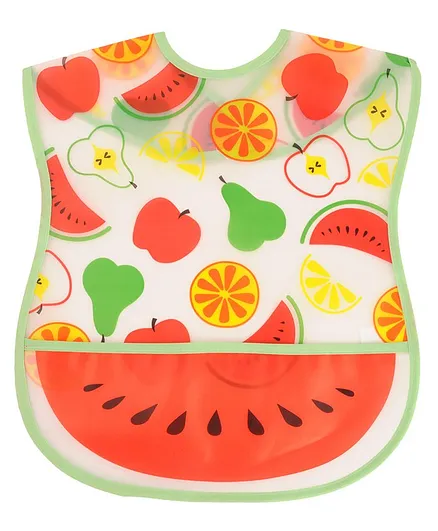 Yellow Bee Watermelon Bib with Crumb Collector - Multicolour