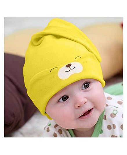 Syga Puppy Long Tailed Design Baby Cotton Cap Yellow - Diameter 17 cm