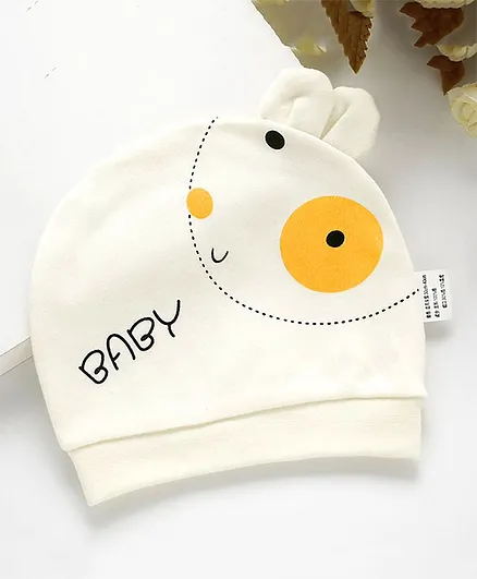 Syga Small Rabbit Design Baby Cap - Cream