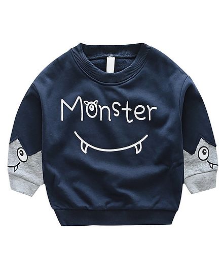 Awabox Monster Printed Full Sleeves Sweatshirt - Dark Blue