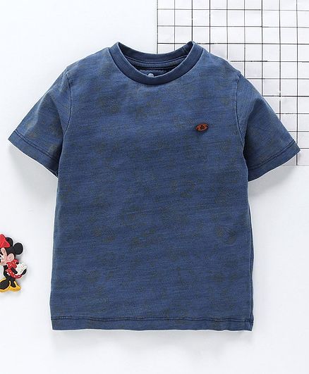 UFO Half Sleeves Solid Tee - Blue