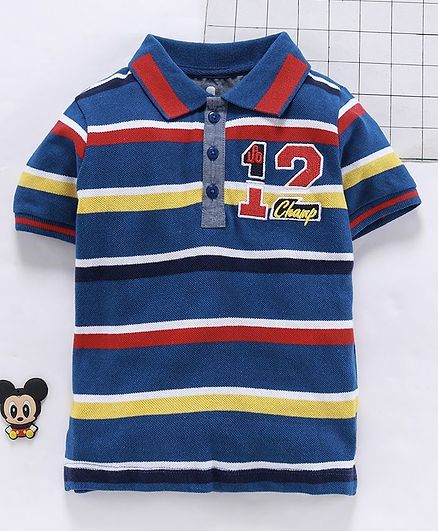 UFO Half Sleeves Striped Tee - Royal Blue
