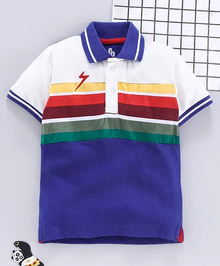 UFO Striped Half Sleeves Tee - Navy Blue
