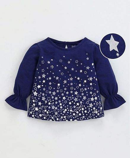 Babyoye Cotton Tee Star Print - Indigo Blue