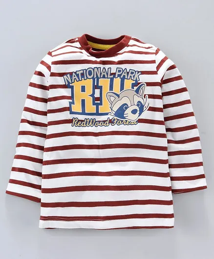Jus Cubs Striped Full Sleeves Tee - Red
