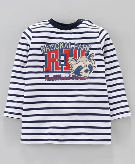 Jus Cubs Striped Full Sleeves Tee - Dark Blue