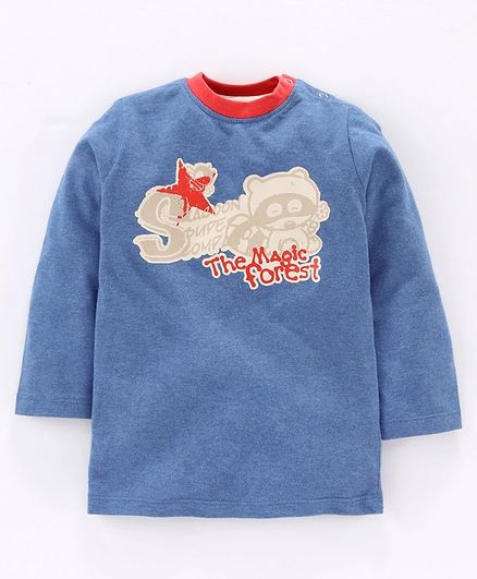 Jus Cubs The Magic Forest Printed Full Sleeves Tee - Blue
