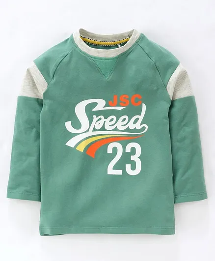 Jus Cubs Speed 23 Printed Full Sleeves Tee - Green