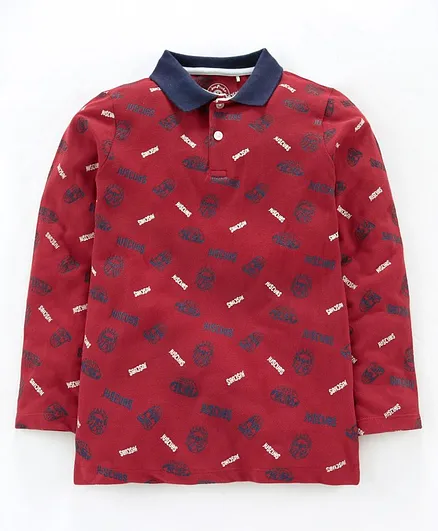 Jus Cubs All Over Printed Full Sleeves Tee - Red