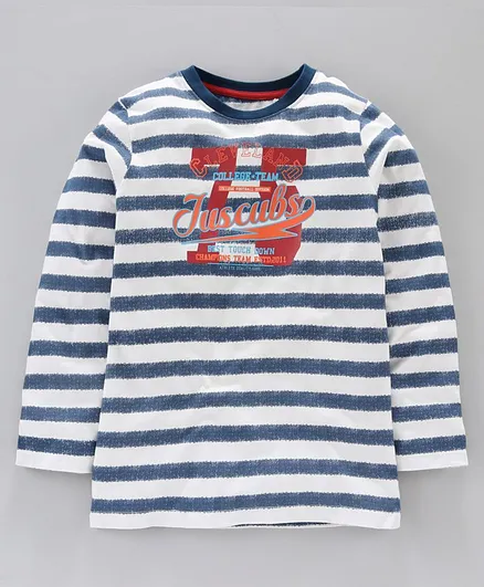 Jus Cubs Striped Full Sleeves Tee - Blue