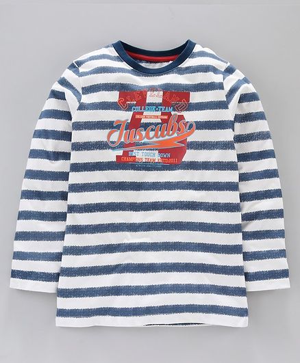 Jus Cubs Striped Full Sleeves Tee - Blue