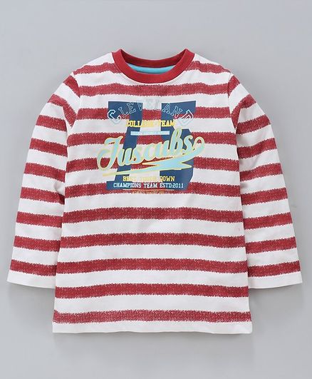 Jus Cubs Striped Full Sleeves Tee - Red