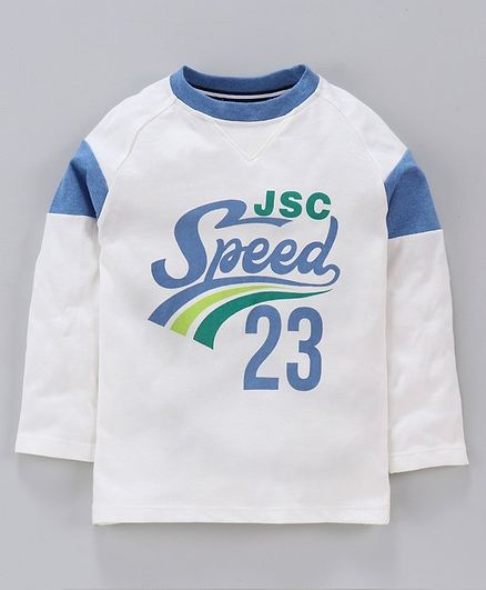 Jus Cubs Speed 23 Printed Full Sleeves Tee - White