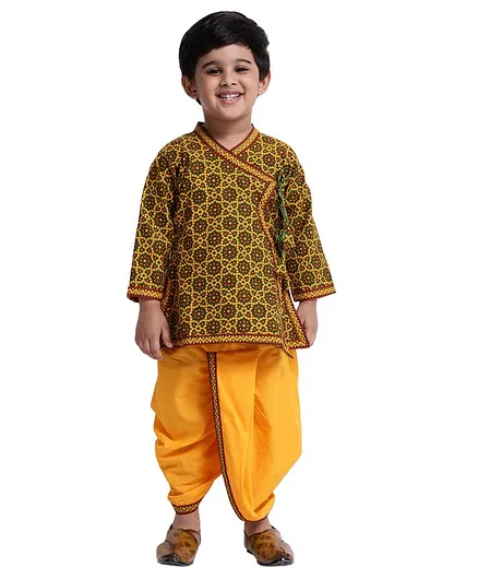 Bownbee Jaipuri Print Cotton Kedia Dhoti Set - Dark Green