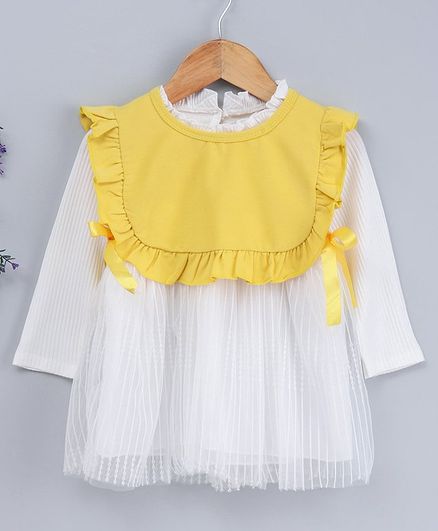 Kookie Kids Full Sleeves Solid Color Top With Crop Top - Yellow