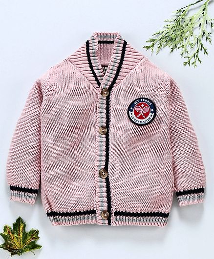 Ollypop Full Sleeves Sweater Tennis Patch - Pink