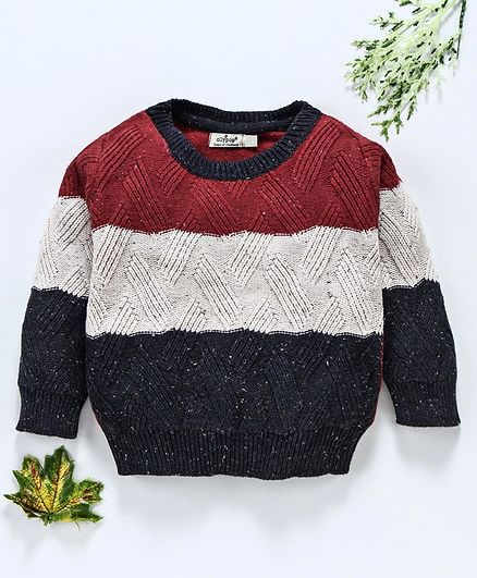 Ollypop Full Sleeves Pullover Organic Cotton Sweater - Red & White