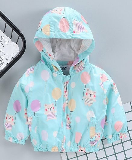 Yiyi Garden Full Sleeves Sweat Jacket Balloon Print - Light Blue
