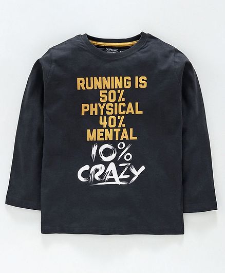 Doreme Full Sleeves Tee Text Print - Grey