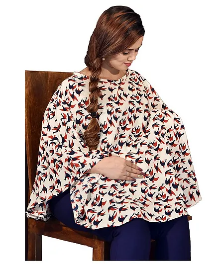 Mum's Caress Premium Feeding Covers Birdy Print - Blue Red