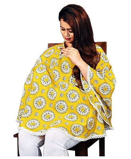 Mum's Caress Premium Feeding Covers Mandala Print - Yellow
