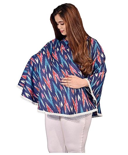 Mum's Caress Premium Feeding Covers Ikat Design - Blue