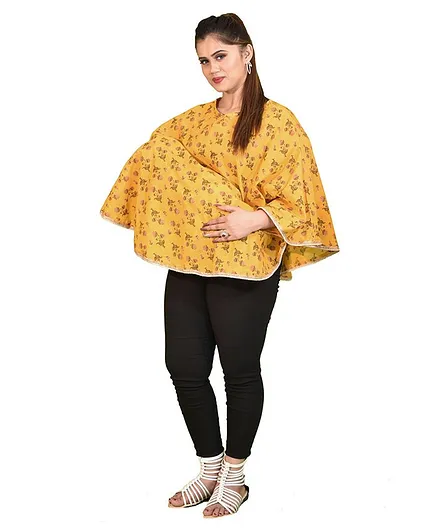 Mum's Caress Premium Feeding Covers Golden Floral Print - Yellow