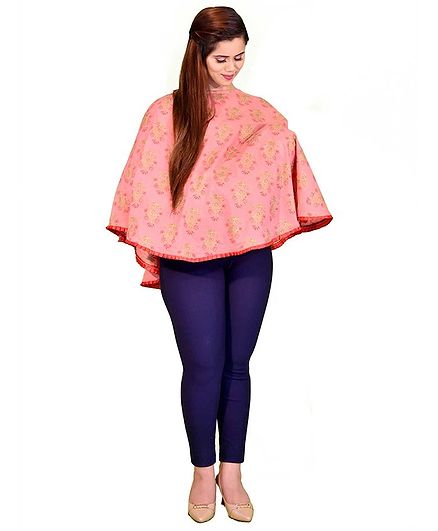 Mum's Caress Premium Feeding Covers Floral Print - Pink and Gold