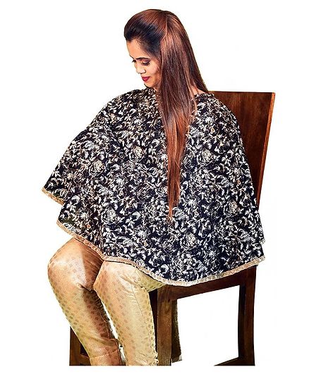 Mum's Caress Premium Feeding Covers with Golden Border - Black and White