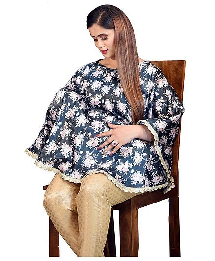 Mum's Caress Satin Premium Feeding Covers - Black and Silver