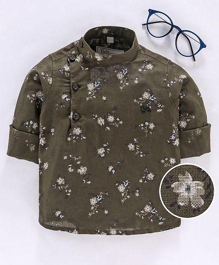 Dapper Dudes All Over Floral Print Full Sleeves Shirt - Green